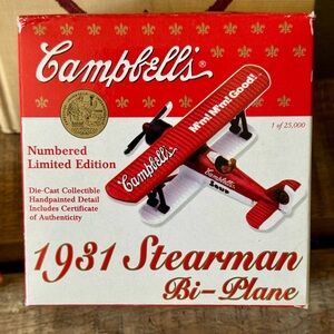 Campbell's 1931 Stearman Bi-Plane Toy - Red Limited Edition